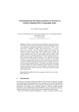 Mechanism for the Representation of Versions in Linked Administrative Geographic Data