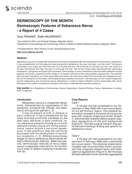 DERMOSCOPY of the MONTH Dermoscopic Features of Sebaceous Nevus - a Report of 4 Cases