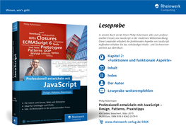 Professionell Entwickeln Mit Javascript – Design, Patterns, Praxistipps 450 Seiten, Broschiert, März 2015 34,90 Euro, ISBN 978-3-8362-2379-9