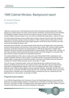 1989 Cabinet Minutes: Background Report