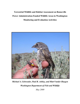 Terrestrial Wildlife and Habitat Assessment on Bonneville Power Administration-Funded Wildlife Areas in Washington: Monitoring and Evaluation Activities