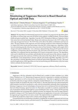 Monitoring of Sugarcane Harvest in Brazil Based on Optical and SAR Data