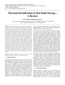 Thermal Stratification in Hot Fluid Storage - a Review