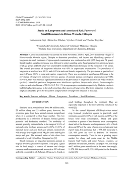 Study on Lungworm and Associated Risk Factors of Small Ruminants in Hitosa Woreda, Ethiopia