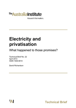 Electricity and Privatisation What Happened to Those Promises?