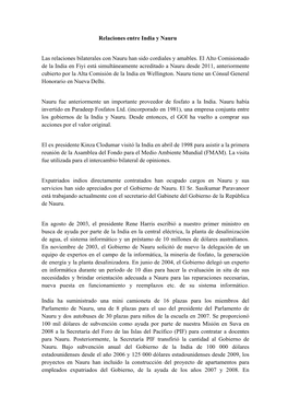 Relaciones Entre India Y Nauru Las Relaciones Bilaterales Con Nauru