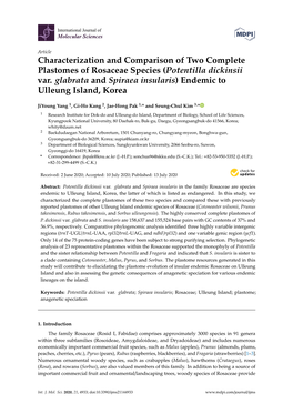 Characterization and Comparison of Two Complete Plastomes of Rosaceae Species (Potentilla Dickinsii Var