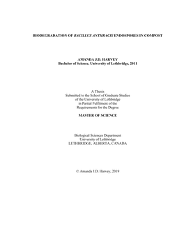 Biodegradation of Bacillus Anthracis Endospores in Compost