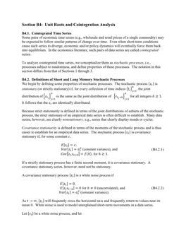 Section B4: Unit Roots and Cointegration Analysis