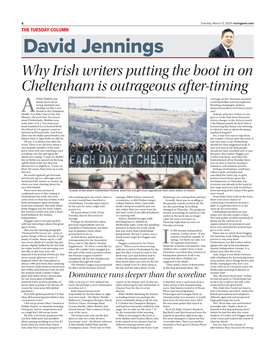 David Jennings Why Irish Writers Putting the Boot in on Cheltenham Is Outrageous After-Timing