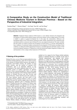 A Comparative Study on the Construction Model of Traditional Chinese Medicine Tourism in Sichuan Province - Based on the Perspective of Industrial Integration