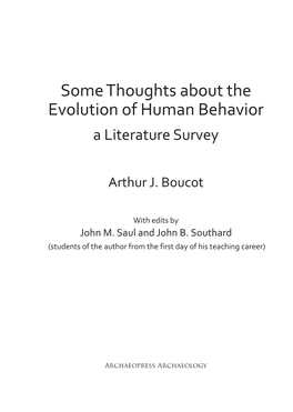 Some Thoughts About the Evolution of Human Behavior a Literature Survey