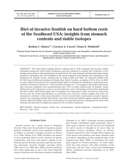 Diet of Invasive Lionfish on Hard Bottom Reefs of the Southeast USA: Insights from Stomach Contents and Stable Isotopes