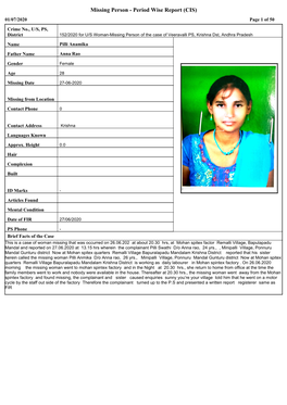 Missing Person - Period Wise Report (CIS) 01/07/2020 Page 1 of 50