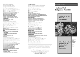 Kalimna Park Indigenous Plant List