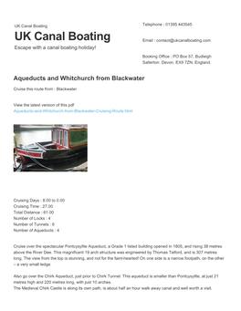 Aqueducts and Whitchurch from Blackwater | UK Canal Boating