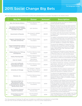 2015 Social Change Big Bets