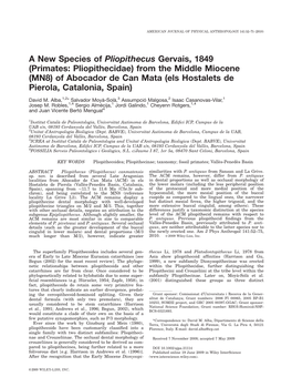 A New Species of Pliopithecus Gervais, 1849