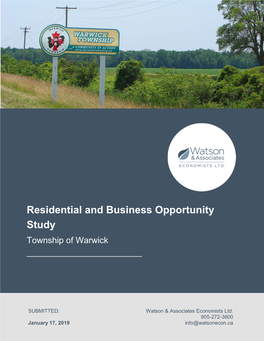 Residential and Business Opportunity Study Township of Warwick ______