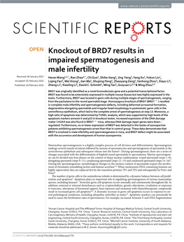 Knockout of BRD7 Results in Impaired Spermatogenesis and Male Infertility