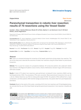 Parenchymal Transection in Robotic Liver Resection: Results of 70 Resections Using the Vessel Sealer