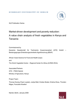 A Value Chain Analysis of Fresh Vegetables in Kenya and Tanzania