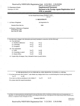 Supplemental Statement Washington, DC 20530 Pursuant to the Foreign Agents Registration Act of 1938, As Amended