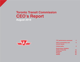 Toronto Transit Commission CEO’S Report August 2018