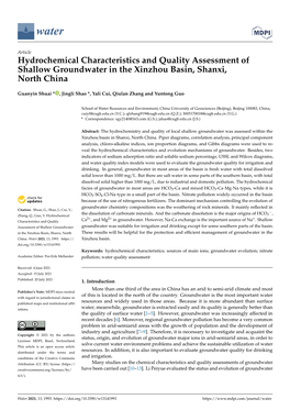 Hydrochemical Characteristics and Quality Assessment of Shallow Groundwater in the Xinzhou Basin, Shanxi, North China