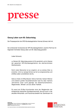 Georg Leber Zum 90. Geburtstag