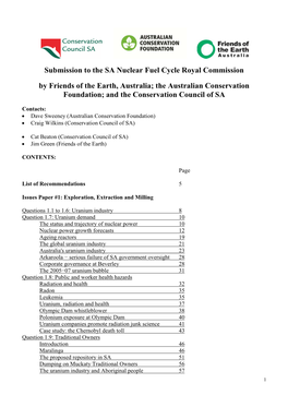 Submission to the SA Nuclear Fuel Cycle Royal Commission by Friends of the Earth, Australia; the Australian Conservation Foundat