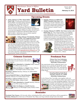 Yard Bulletin February 13, 2015 You May View the Yard Bulletin on the FDO Website (