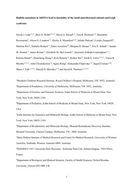 1 Biallelic Mutations in MRPS34 Lead To