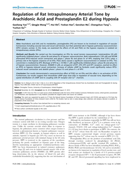 Regulation of Rat Intrapulmonary Arterial Tone by Arachidonic Acid and Prostaglandin E2 During Hypoxia