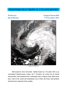 Tropical Storm Rolf Dávid Hérincs 7-9 November 2011