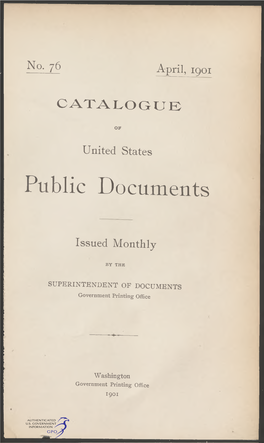 Catalogue of United States Public Documents /April, 1901