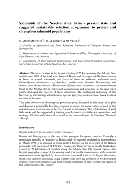 Salmonids of the Neretva River Basin - Present State and Suggested Sustainable Selection Programme to Protect and Strengthen Salmonid Populations