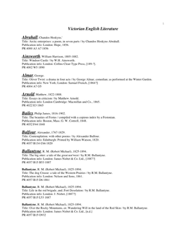 View Bibliography of Victorian English Literature