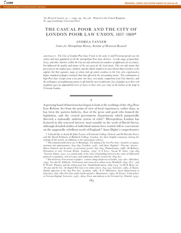 The Casual Poor and the City of London Poor Law Union, 1837–1869*