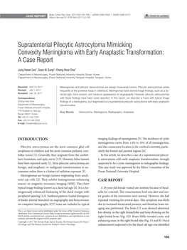 Supratentorial Pilocytic Astrocytoma Mimicking Convexity Meningioma with Early Anaplastic Transformation: a Case Report