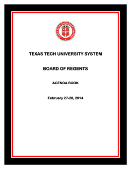 Board of Regents Texas Tech University System Agenda