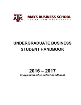 Catalog 139 Undergraduate Business Student Handbook (2016-2017)