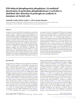 FSH-Induced Phosphoprotein Phosphatase 2A-Mediated