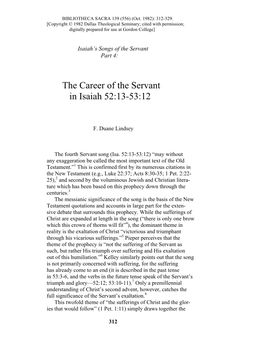 The Career of the Servant in Isaiah 52:13-53:12