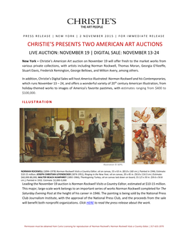 Christie's Presents Two American Art Auctions