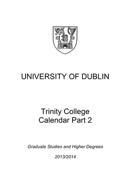 UNIVERSITY of DUBLIN Trinity College Calendar Part 2