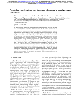 Population Genetics of Polymorphism and Divergence in Rapidly Evolving Populations