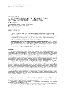 A Peculiar New Species of the Genus Ulidia (Diptera, Ulidiidae) from Middle Asia