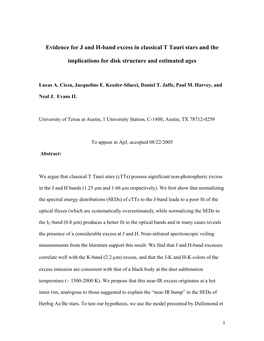 Evidence for J and H-Band Excess in Classical T Tauri Stars and The