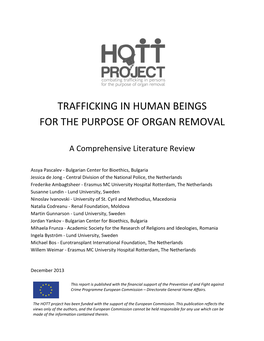 Trafficking in Human Beings for the Purpose of Organ Removal